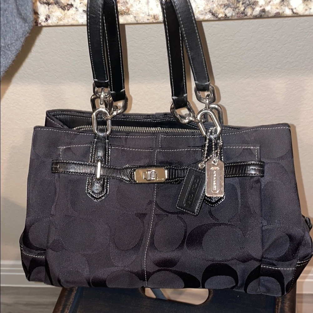 Coach Black Shoulder Bag with Silver Hardware